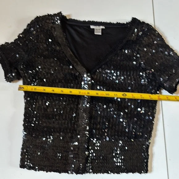 Cache Black Sequin V-Neck Sweater - Picture 6 of 8
